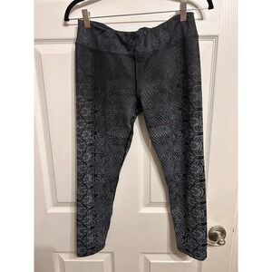 prAna Roxanne Capri Leggings Large black gray ombré Athleisure Active Wear Yoga
